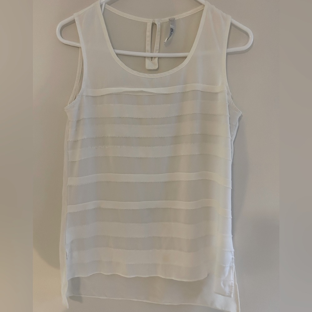 Milla Sandrine Tiered Sleeveless White Blouse